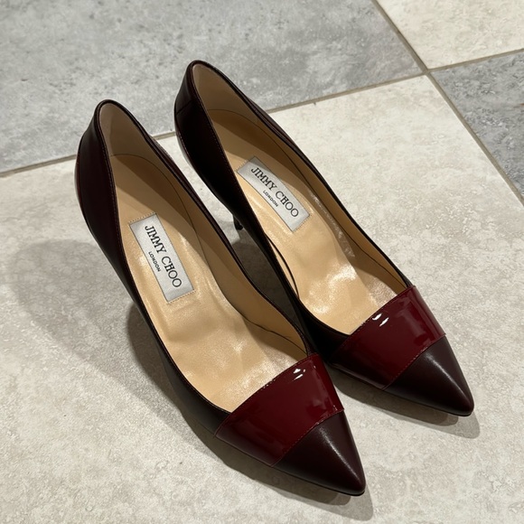 New condition Jimmy Choo Burgundy Heels 38 - Picture 1 of 7
